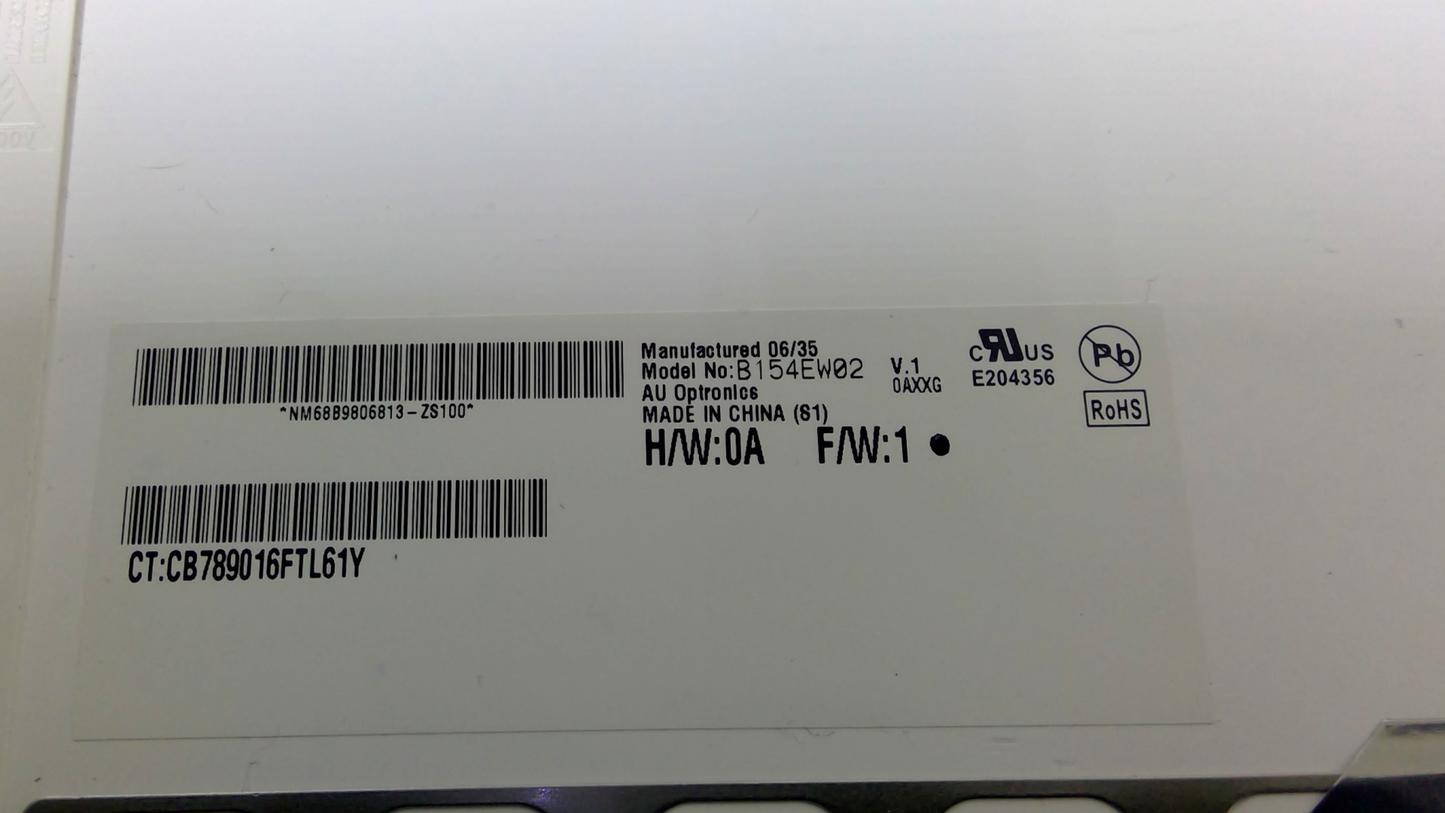 AU Optronics B154EW08 V.1 H/W:0A F/W:1 LCD 15.4" Panel Screen w/ cable and invertor