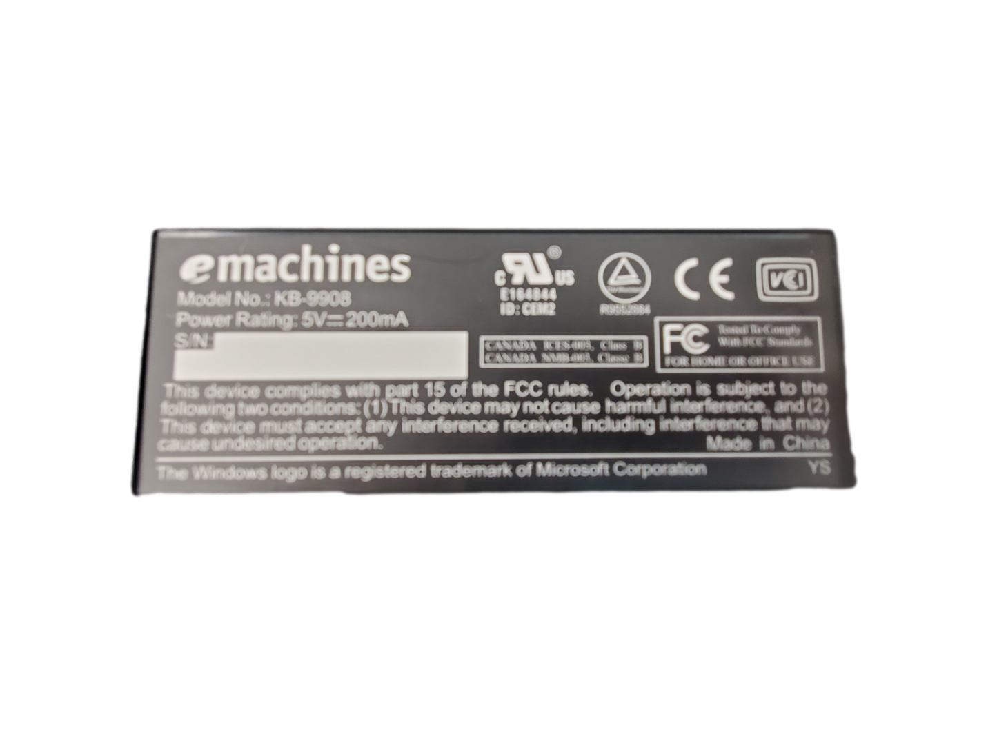 eMachines KB-9908 PS/2 Wired Keyboard