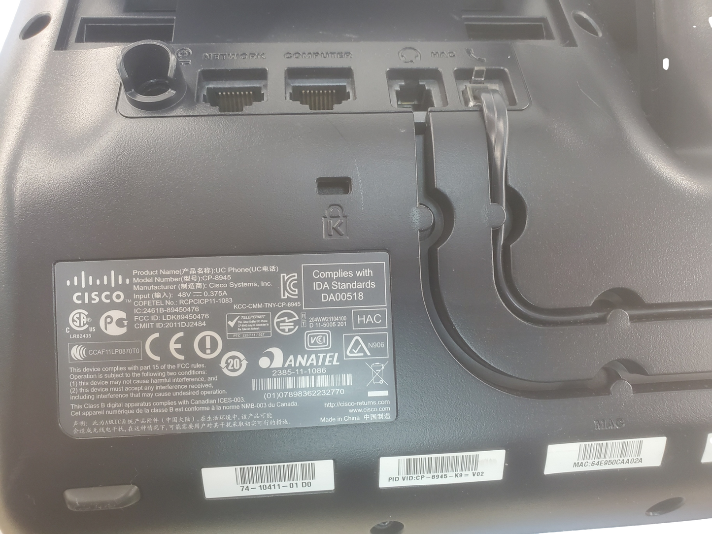 Lot of 10 CISCO CP-8945 VoIP Video Phone