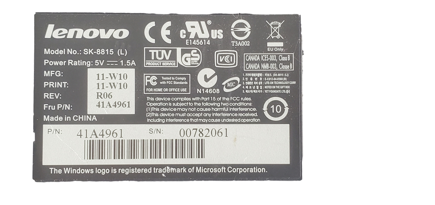 IBM Lenovo SK-8815 Wired USB Keyboard