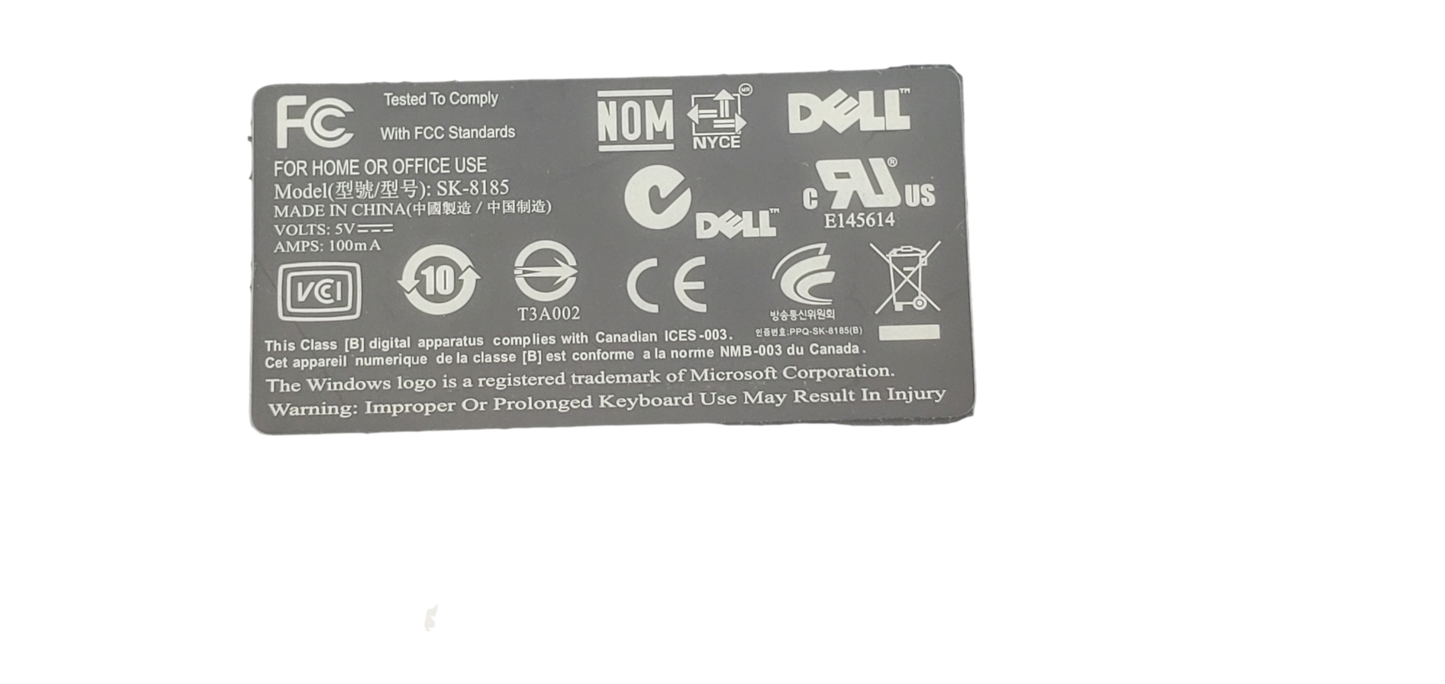 Dell SK-8185 Slim Wired USB Keyboard Y526K