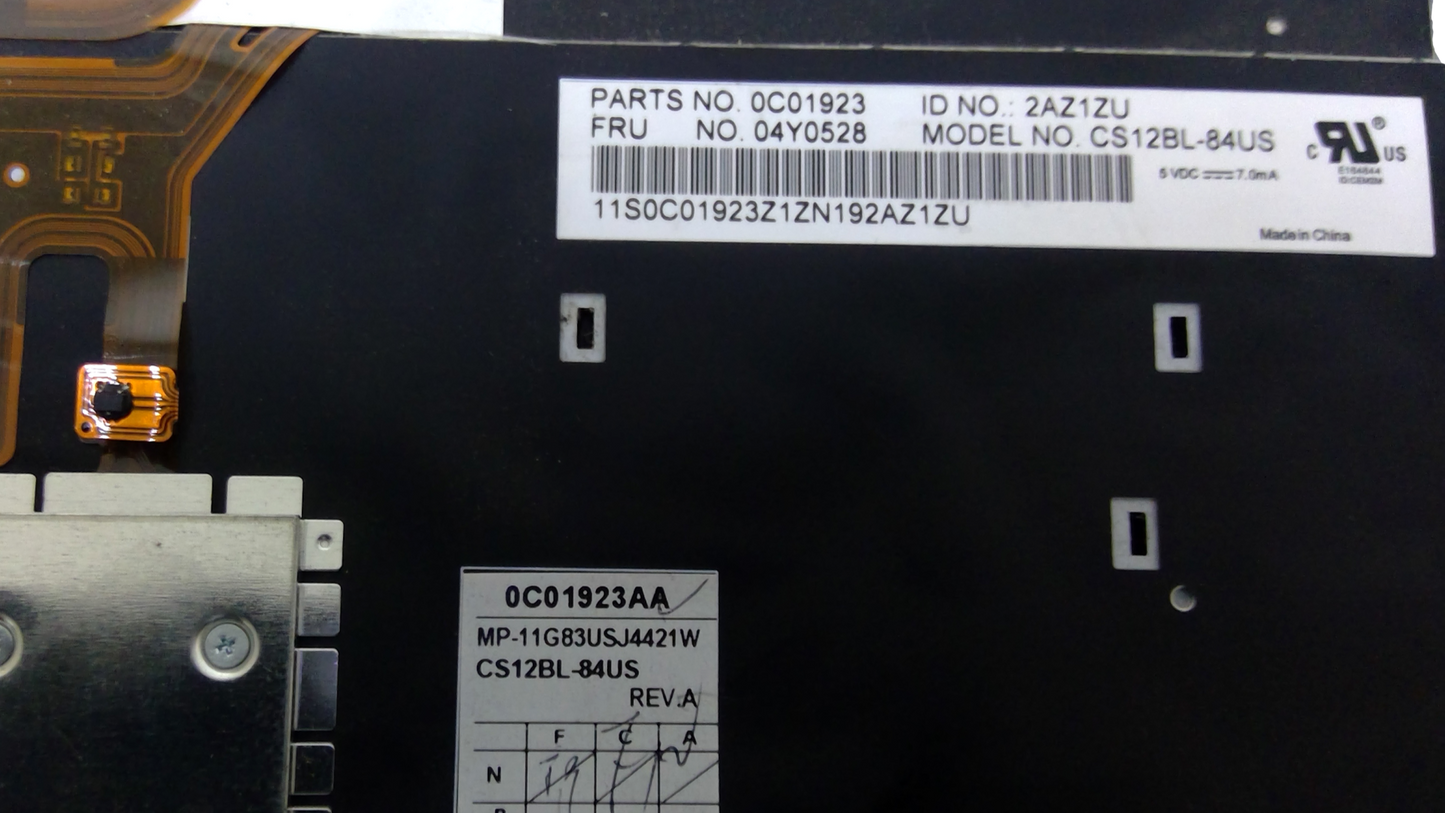Lenovo IBM Thinkpad PN: 0C01923 04X1240 MP-11G83USJ3871W CS12BL-84US