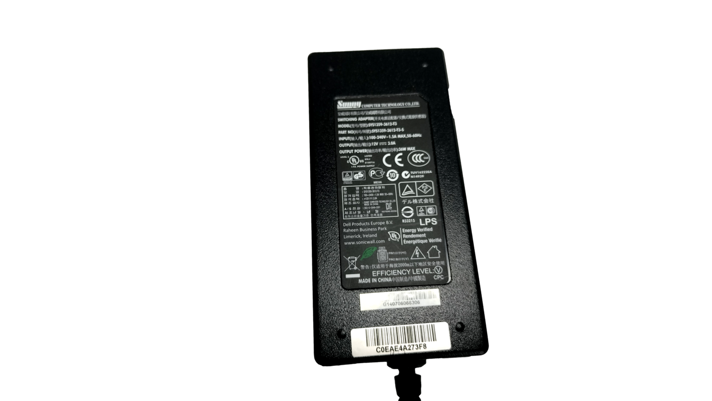 SonicWall Sunny SYS1359-3612-T3 AC Adapter 12V 3A 36W 2 pin Power Supply