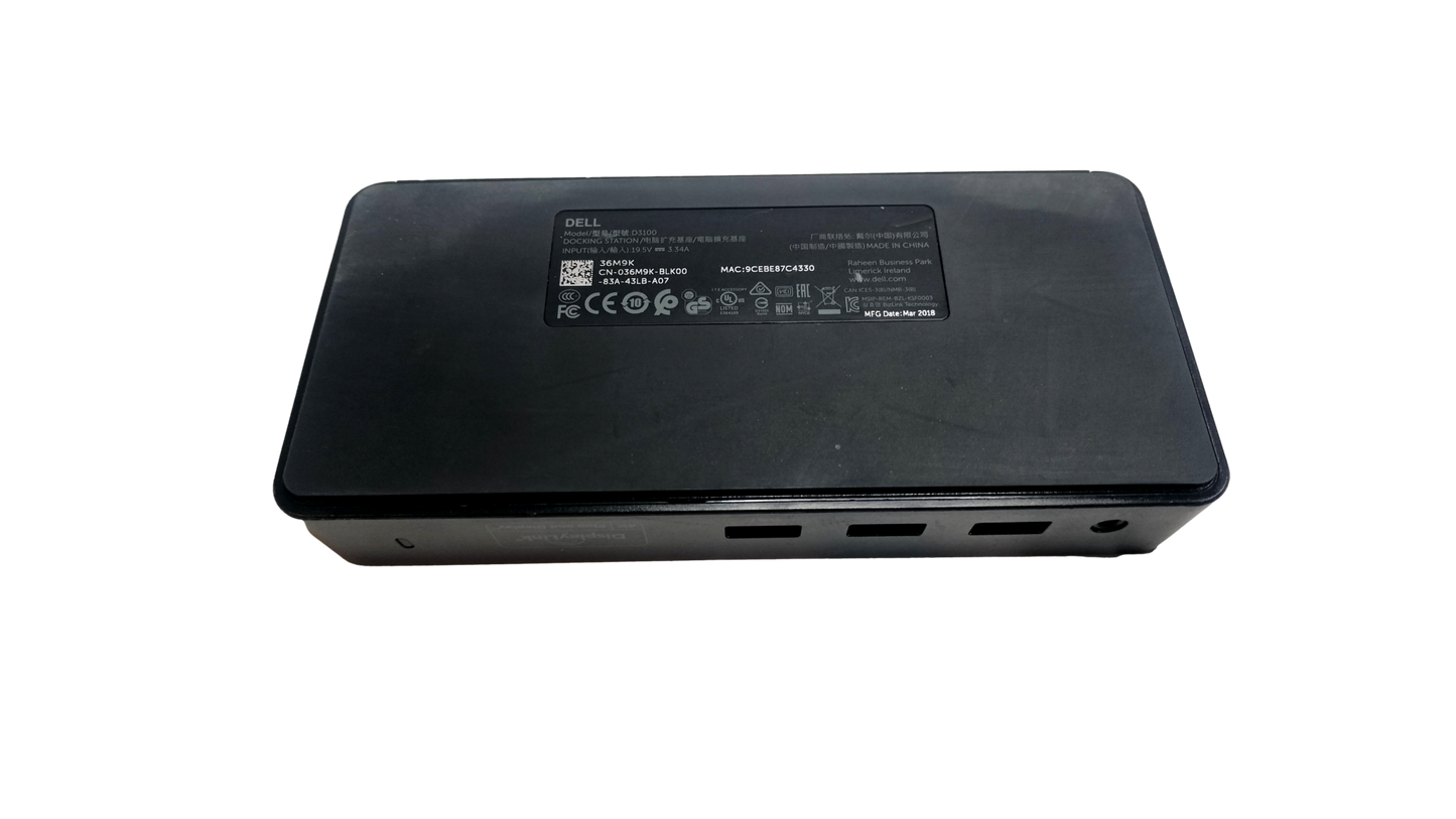 Dell D3100 USB 3.0 Ultra HD/4K Triple Display Docking Station 65.0W AC Adapter