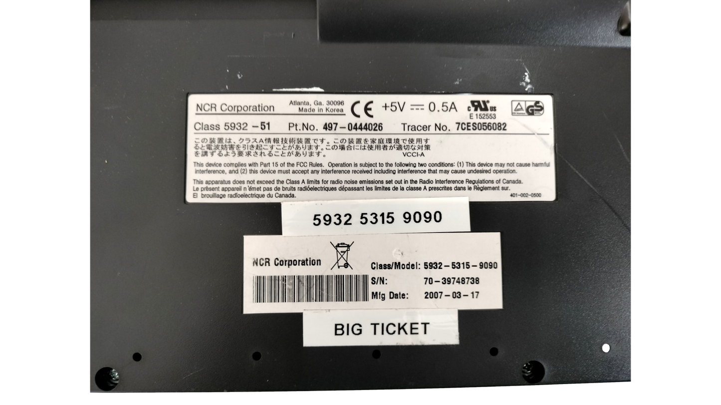 NCR 5932-5315-9090 Register Keyboard with Keys