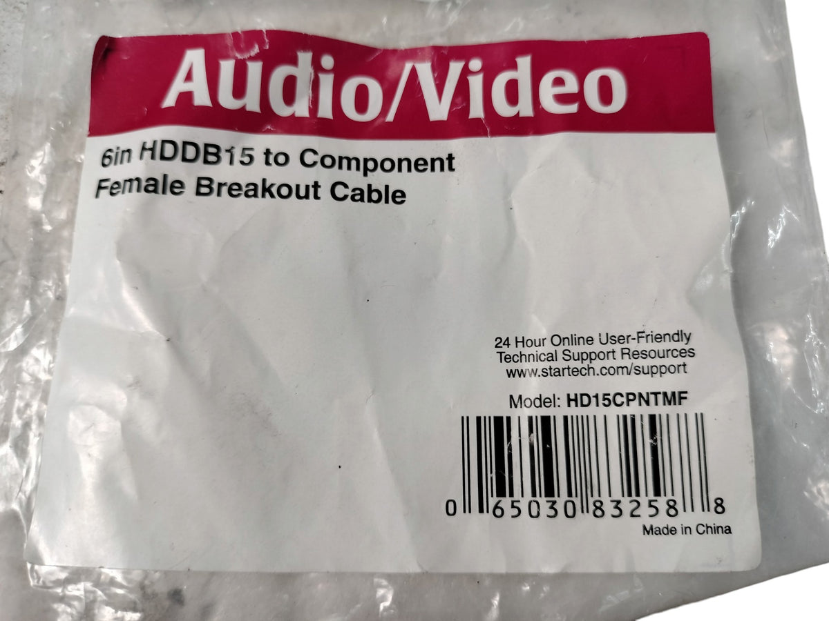 New StarTech HD15CPNTMF 6in HDDB15 to Component Female Cable