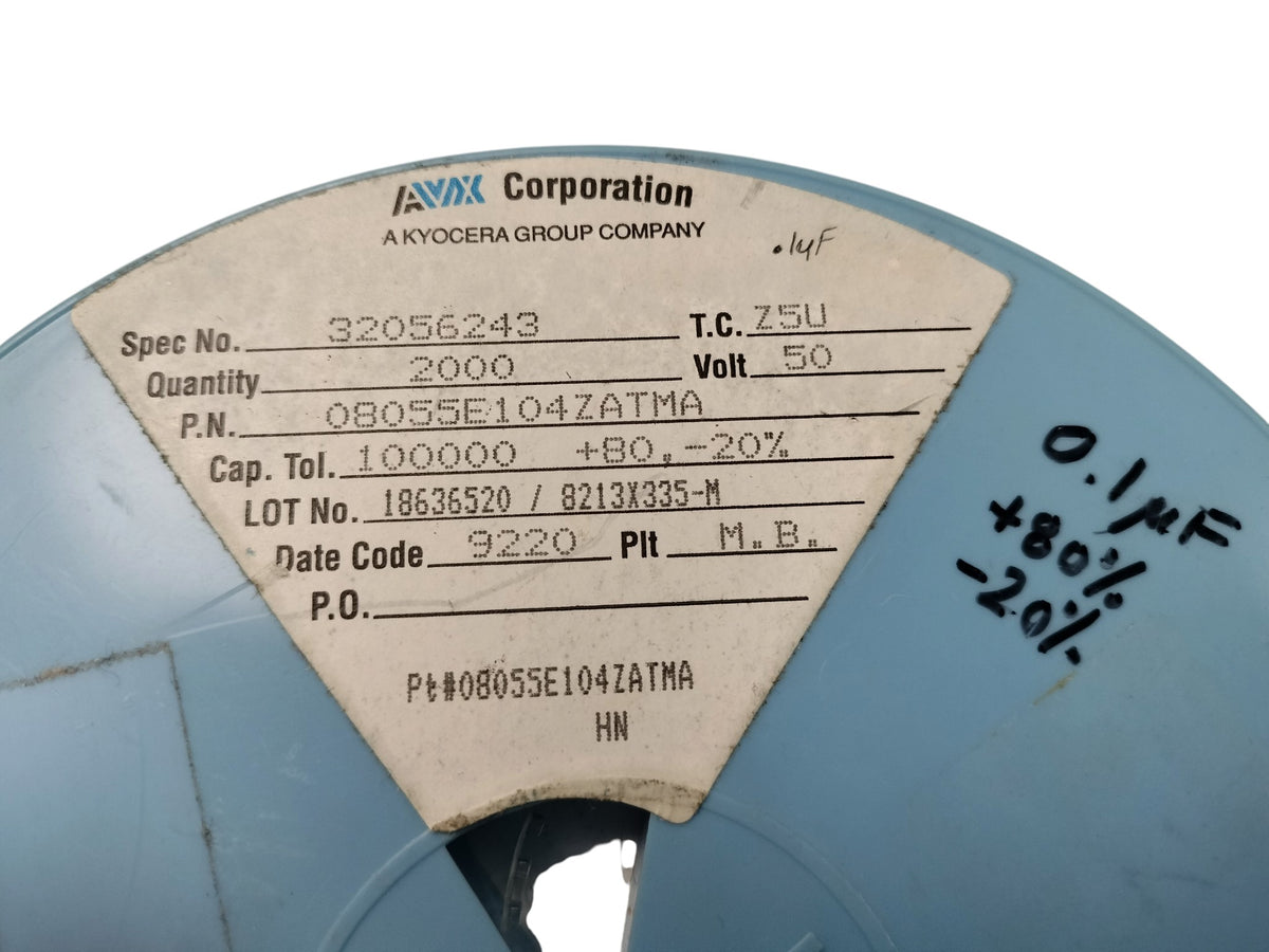 Reel AVX 08055E104ZATMA 0.1uF 100nF 50V Z5U 0805 SMD Ceramic Capacitors USA NOS