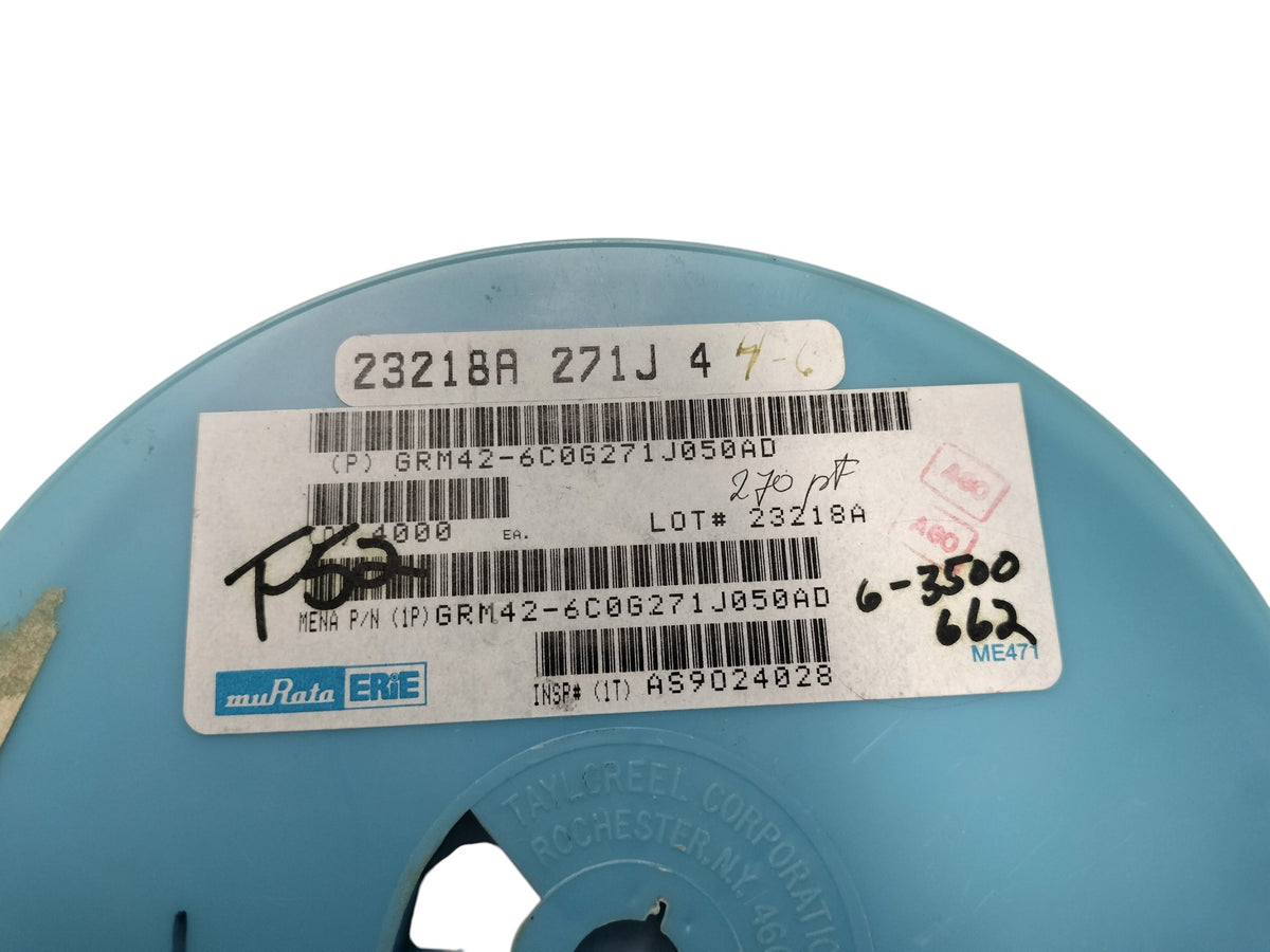 Reel Murata GRM42-6C0G271J050AD 270pF 50V 5% C0G NP0 1206 SMD Ceramic Capacitors