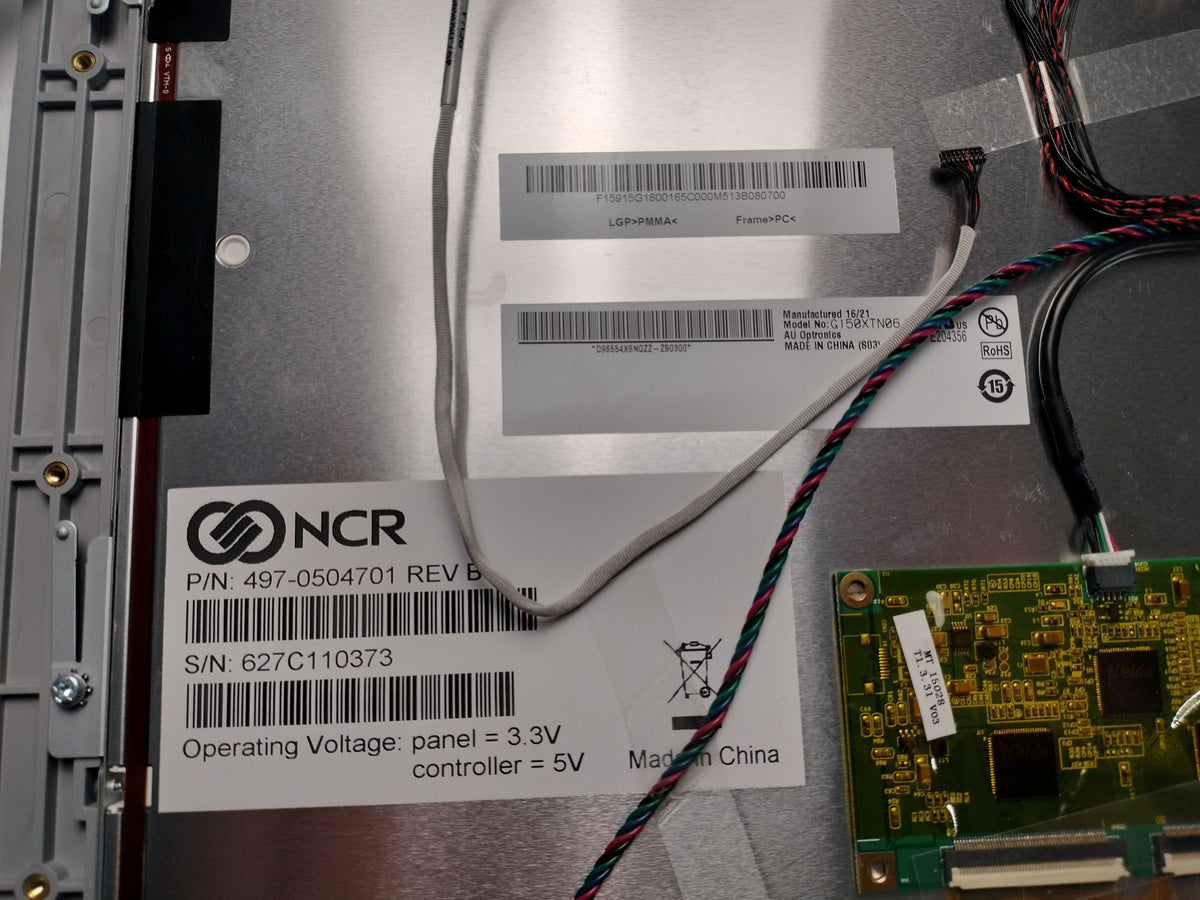 NCR 497-0504701 Rev B 15" Touchscreen Display & Bezel AUO G150XTN06 RealPOS XR7