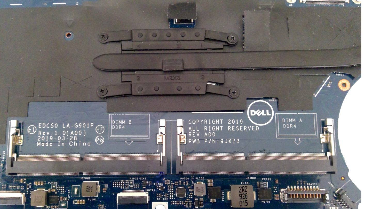 Dell Latitude 5500 Motherboard i5-8365U 1.6 GHz 9JX73 LA-G901P w/ Heatsink CMOS