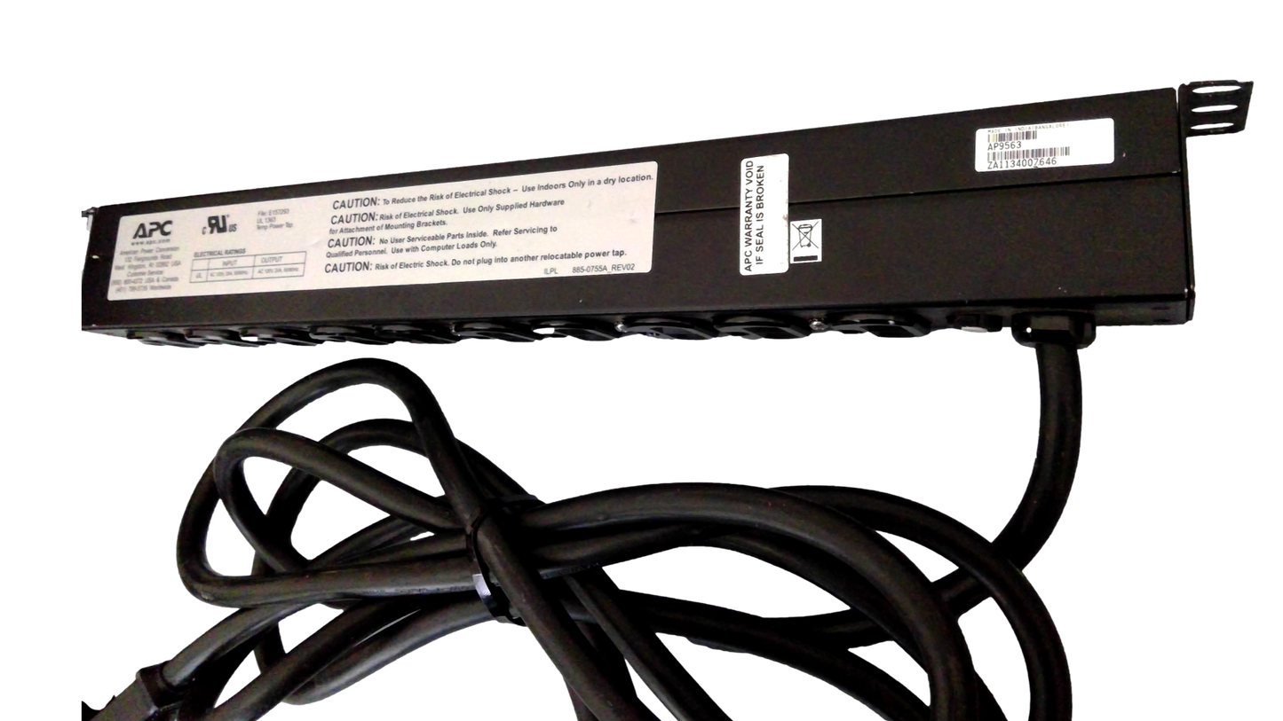 APC AP9563 1U Rack Mount PDU 120V 20A 10-Outlets NEMA 5-20R Power Strip