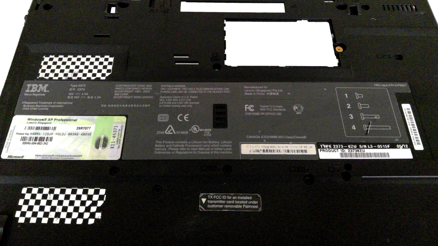 IBM ThinkPad T42 - 2373 Lower Cover Bottom Case Base