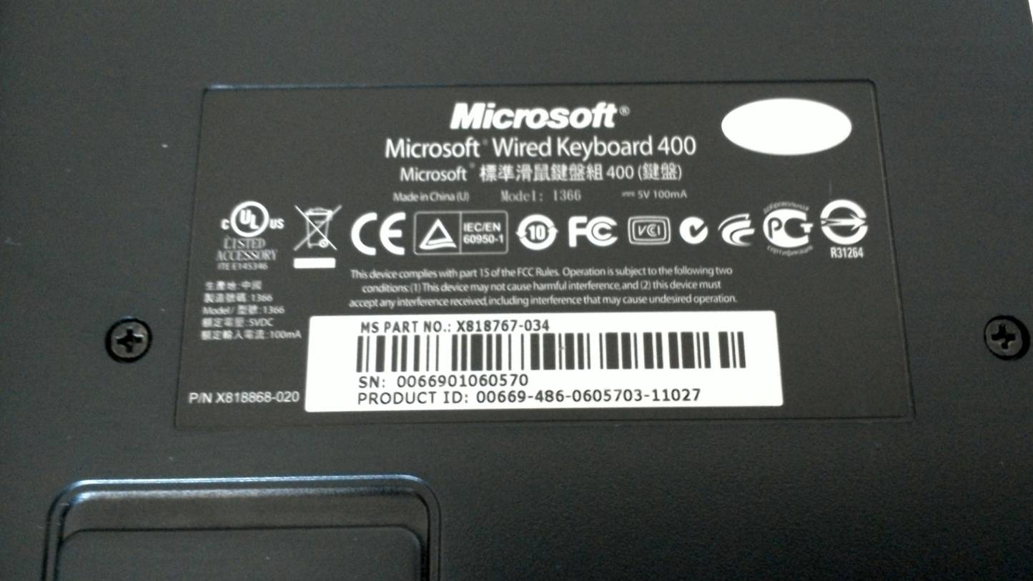 Microsoft 1366 Wired Keyboards 400