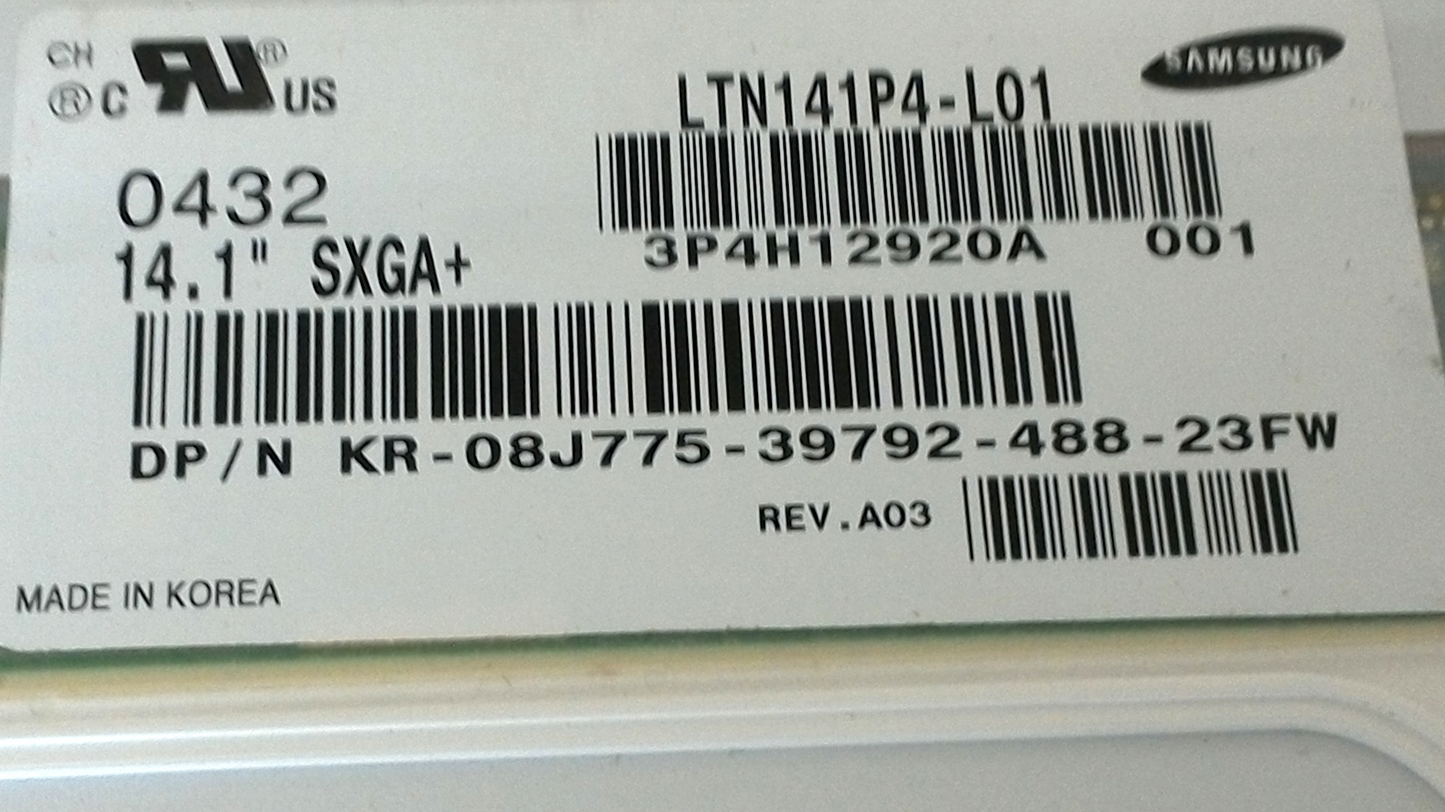 Dell Latitude D600 Laptop Computer Screen LTN141P4-L01 KR-08J775