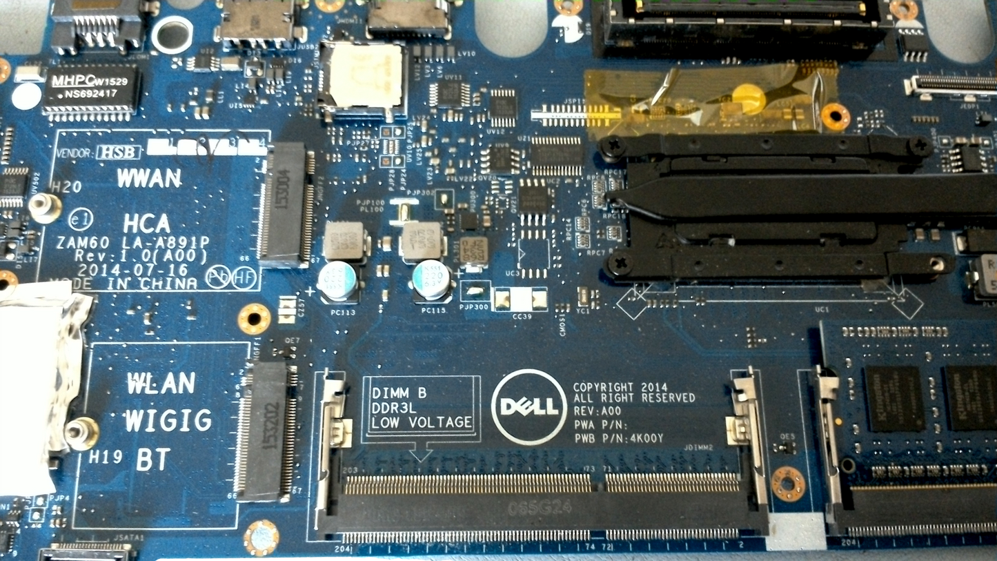 Dell Latitude E5250 Motherboard i5-5300U 2.3 GHZ 4K00Y