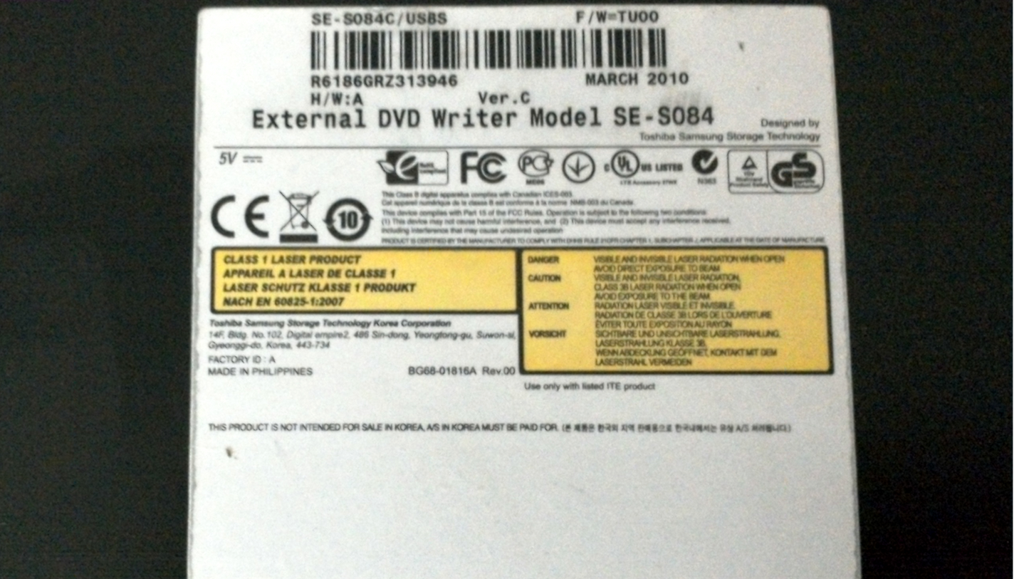 Samsung External DVD Writer Model SE-S084 Black