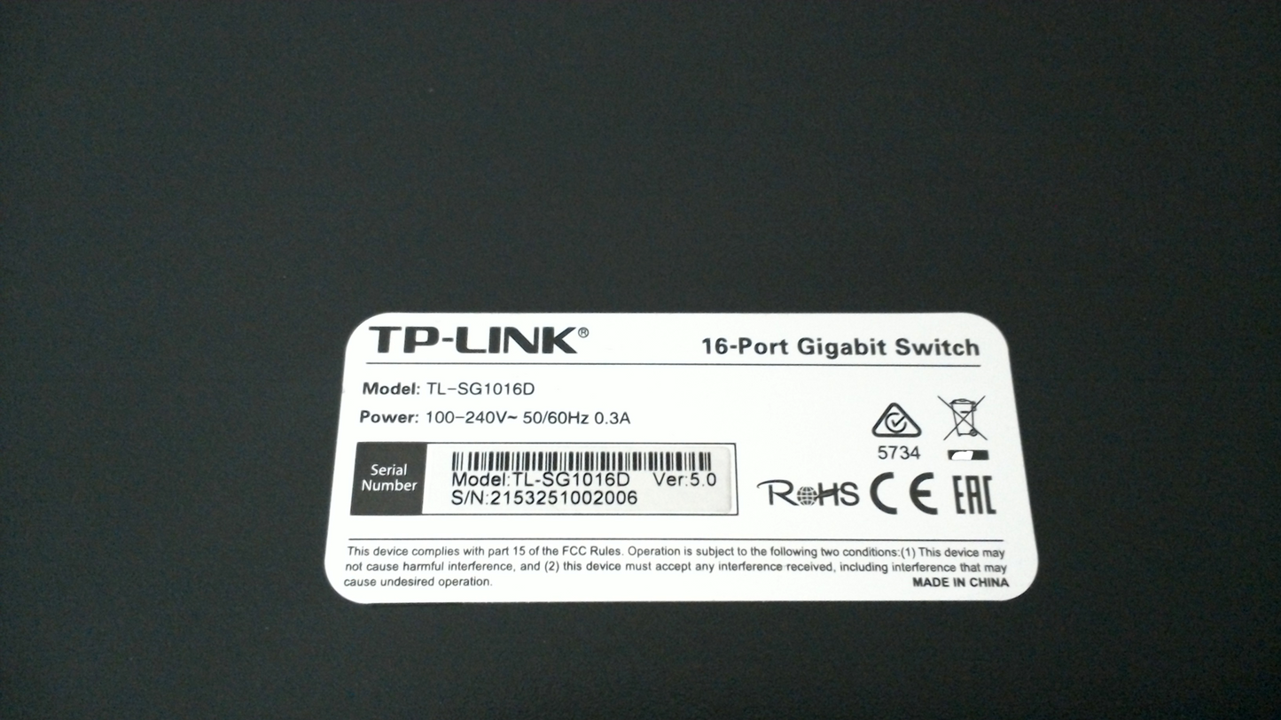 TP-Link TL-SG1016D 16 Port Network Gigabit Switch