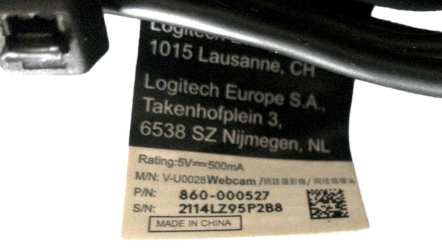 Logitech Logi HD 1080p USB Webcam V-U0028, 860-000527
