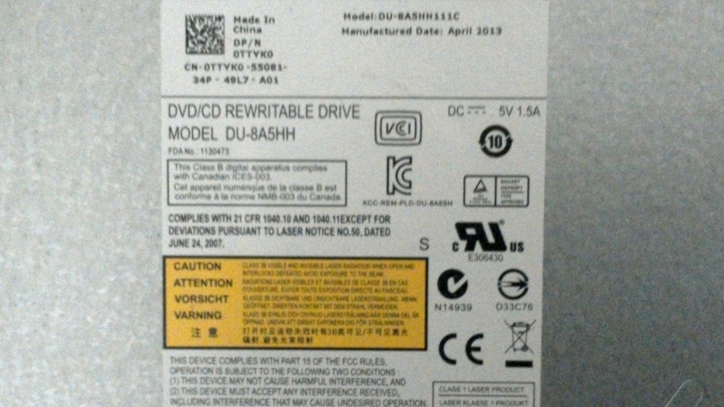 Dell SATA DVD/CD-RW DU-8A5HH 0TTYK0