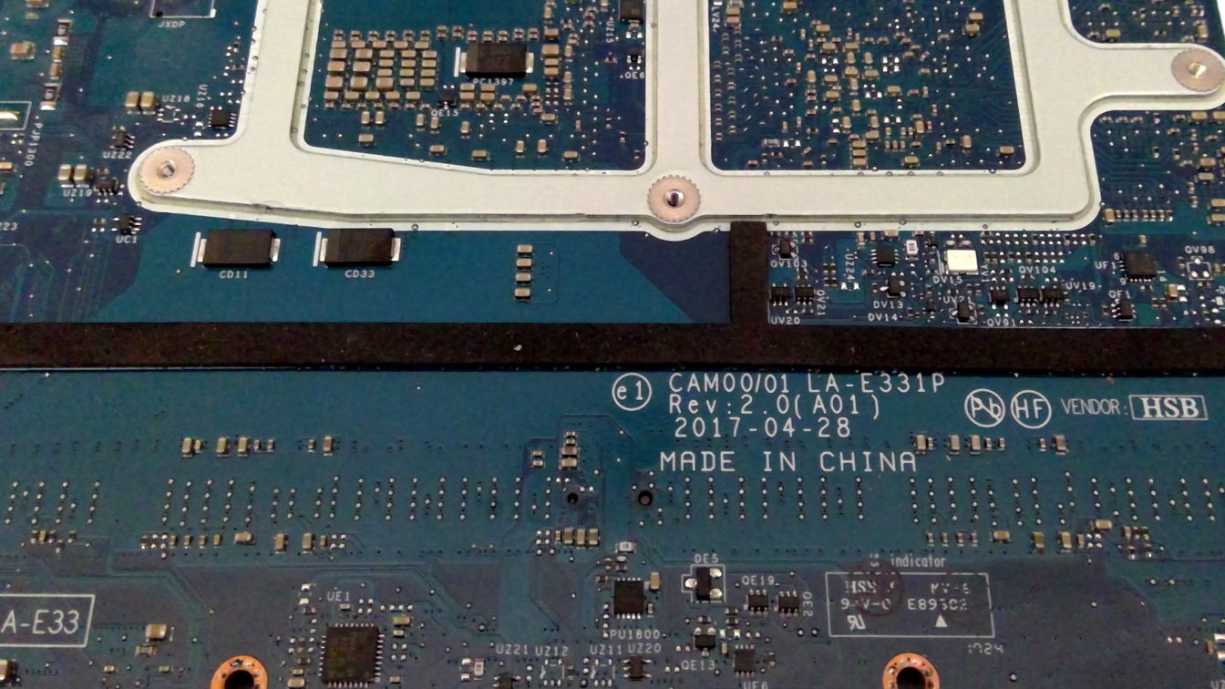 DELL XPS 9560 Laptop Motherboard LA-E331P Rev 2.0 3YC22
