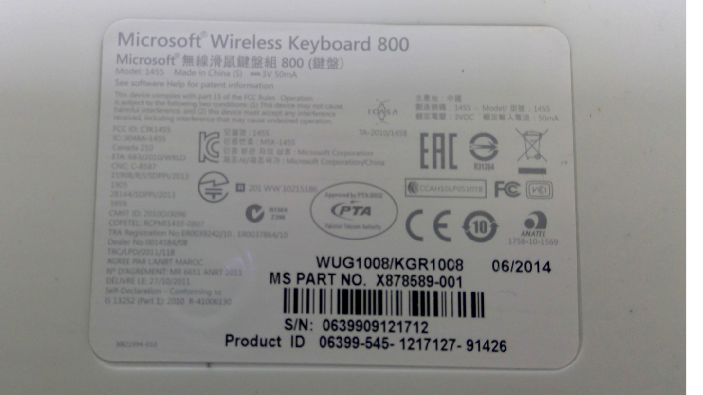 Microsoft Wireless keyboard 800
