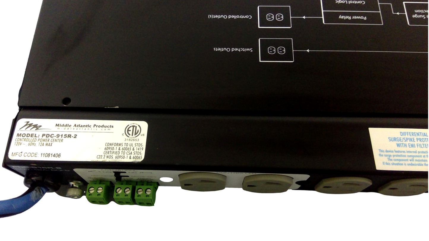 Middle Atlantic PDC-915R-2 120v Rackmount Power Strip