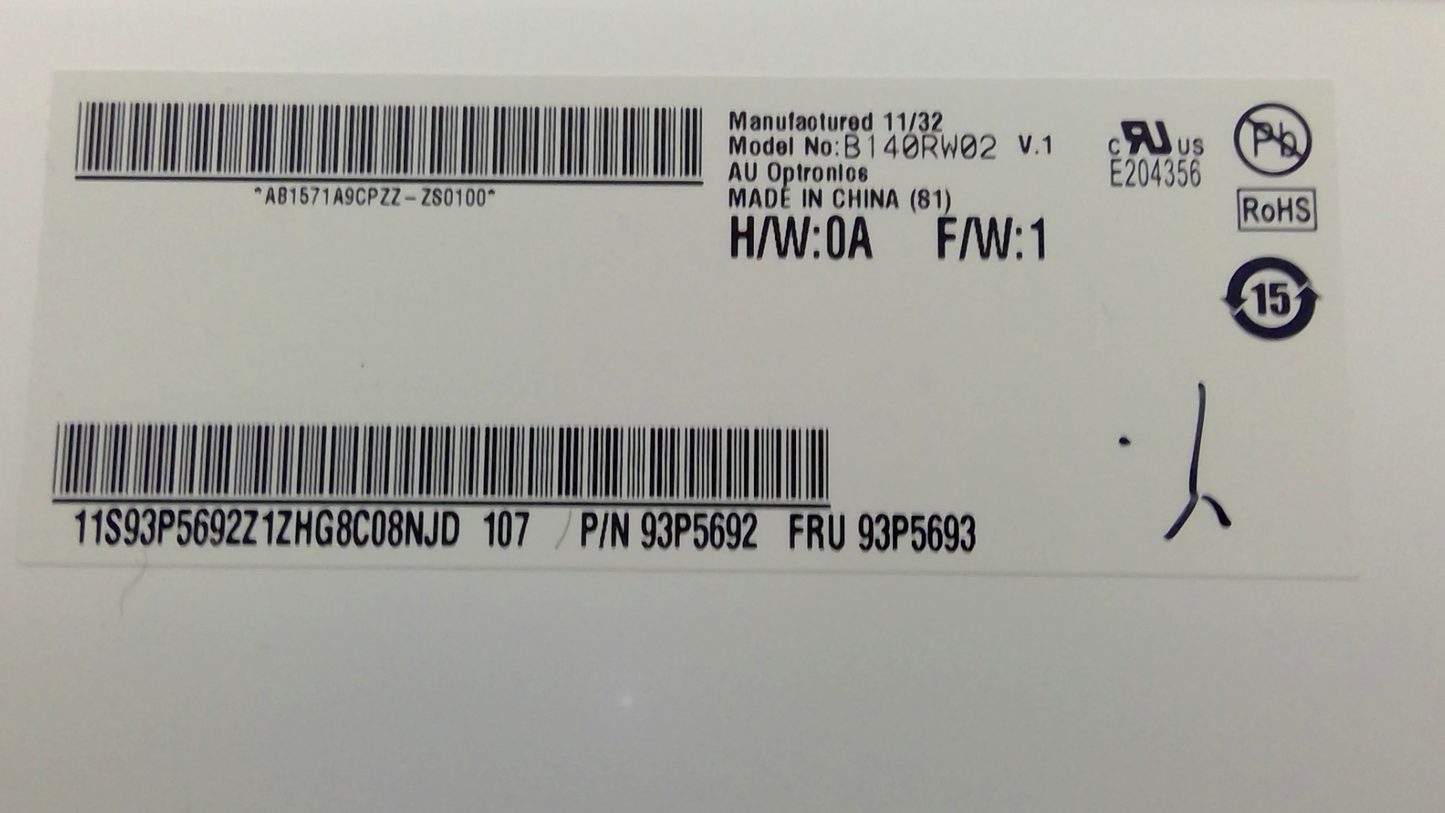 B140rw02 V.1 Laptop 14.0 Wxga++ HD+ Slim. (or Comaptible Model) LCD LED Display Screen