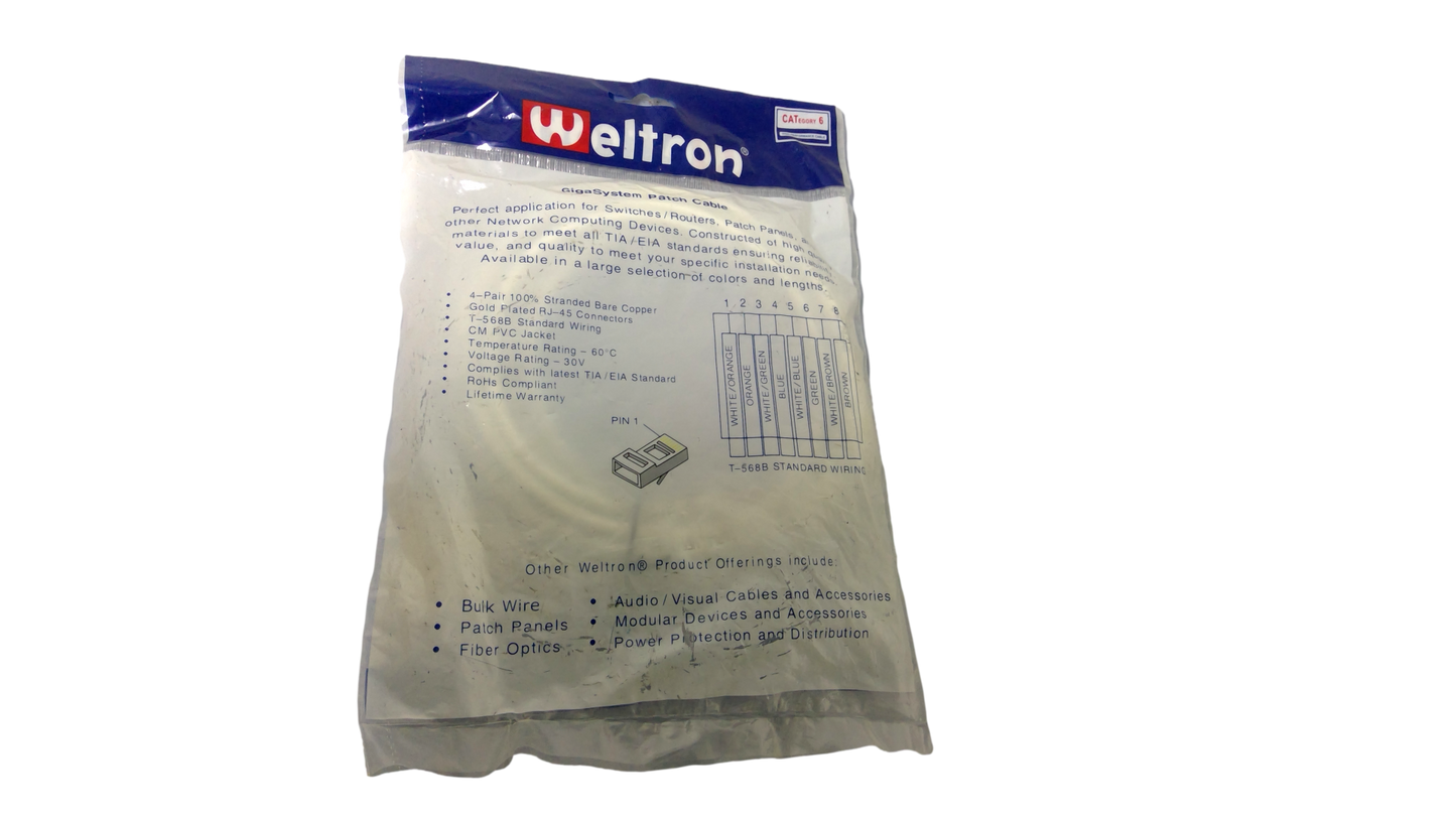 NEW Weltron 15FT CAT6 CB SNAGLESS PATCH CA WHITE