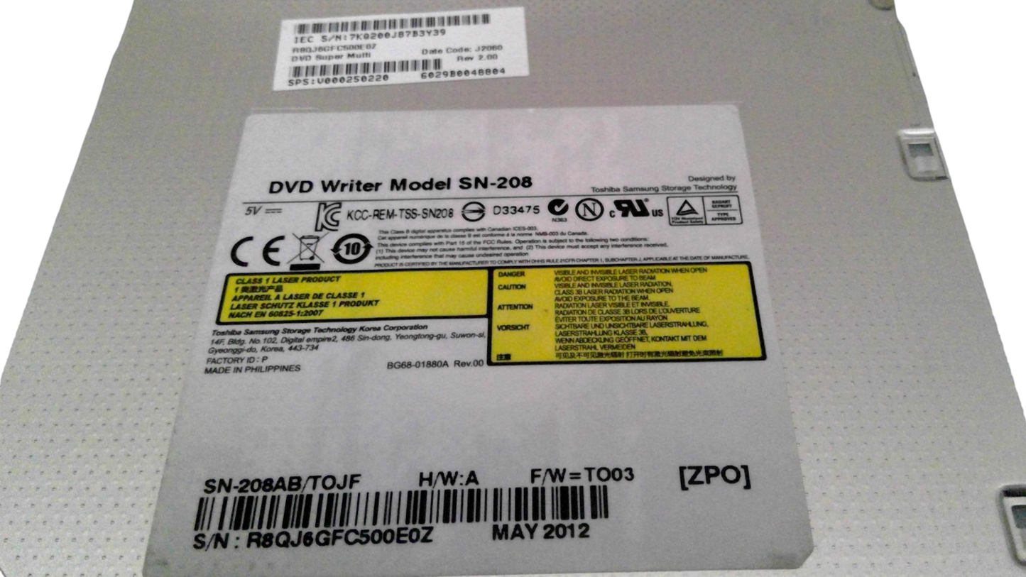 Toshiba Dell HP Laptop DVD +/-RW Drive P/N SN-208 Rev. 2.00