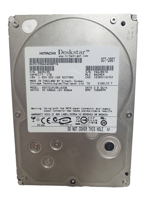 Hitachi Deskstar HDS721010KLA330 1TB Hard Drive