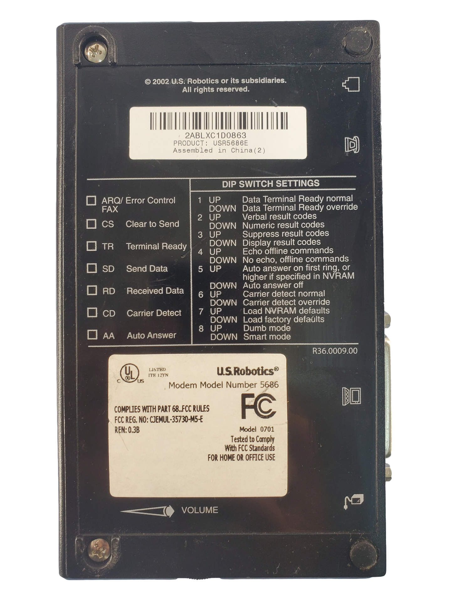US Robotics 56K V.92 5686 External Modem