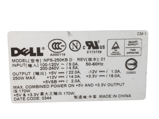 Dell NPS-250KB  Power Supply M1608 H2678
