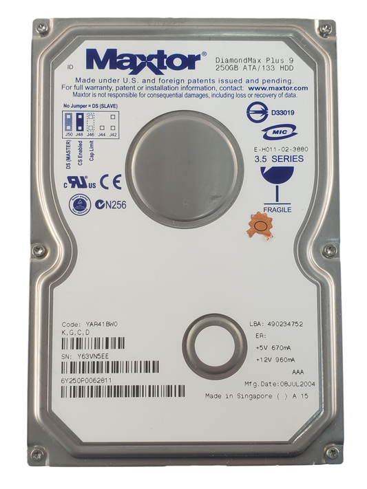 MAXTOR DIAMONDMAX PLUS II 250GB IDE HARD DRIVE
