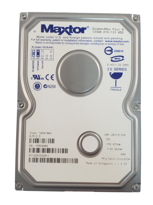 MAXTOR DIAMONDMAX 9 120GB IDE HARD DRIVE