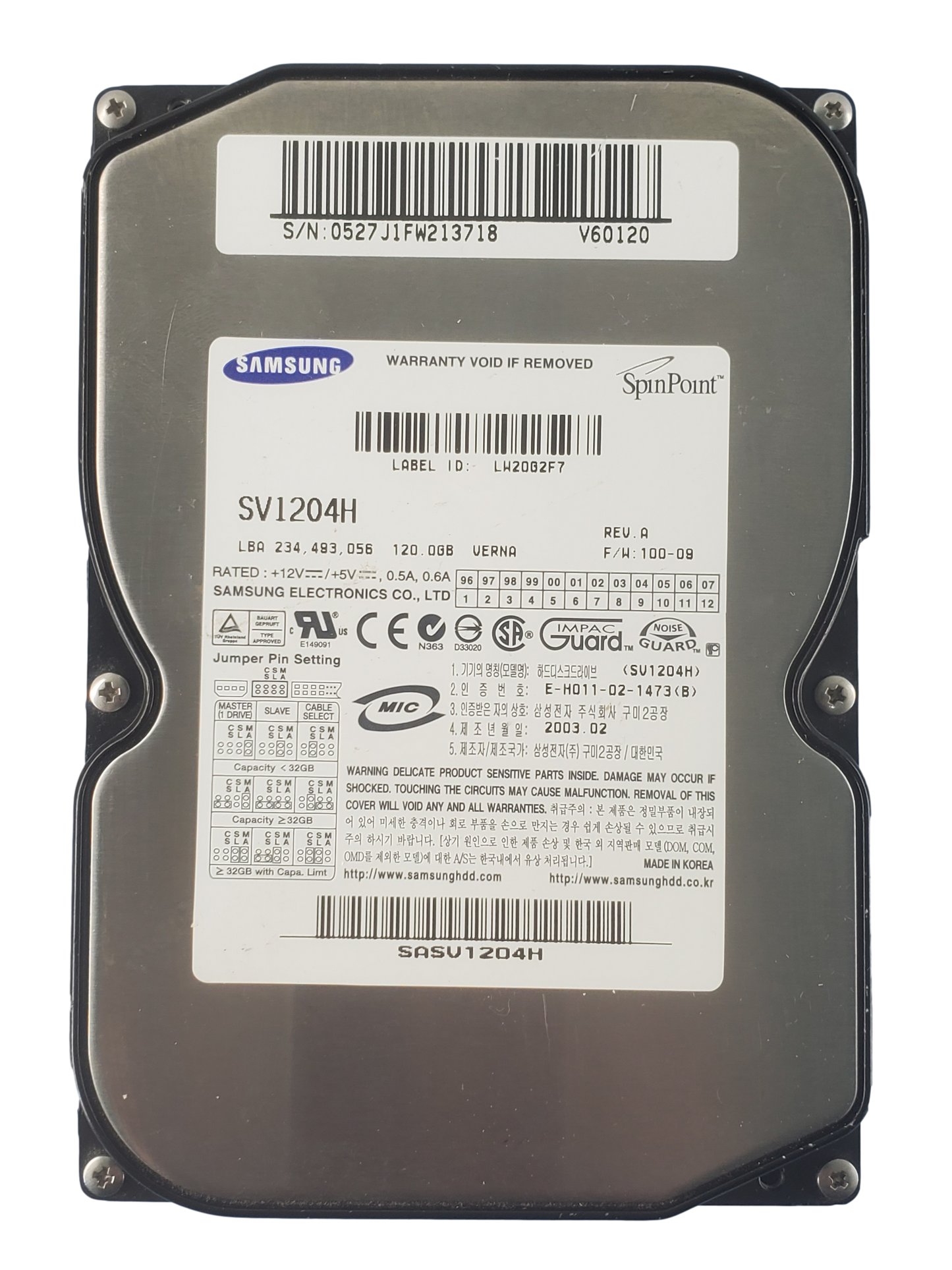 Samsung SV1204H 120GB IDE Hard Drive