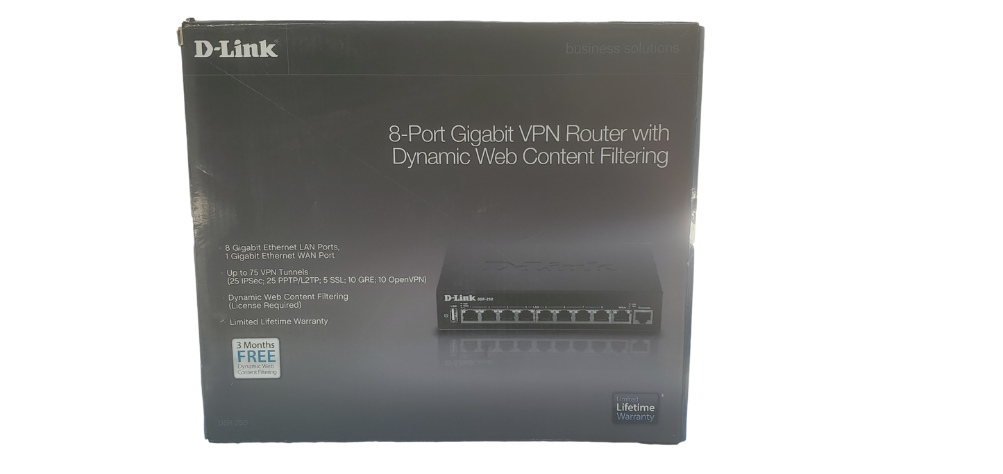 D-Link DSR-250 8-Port Gigabit VPN Router