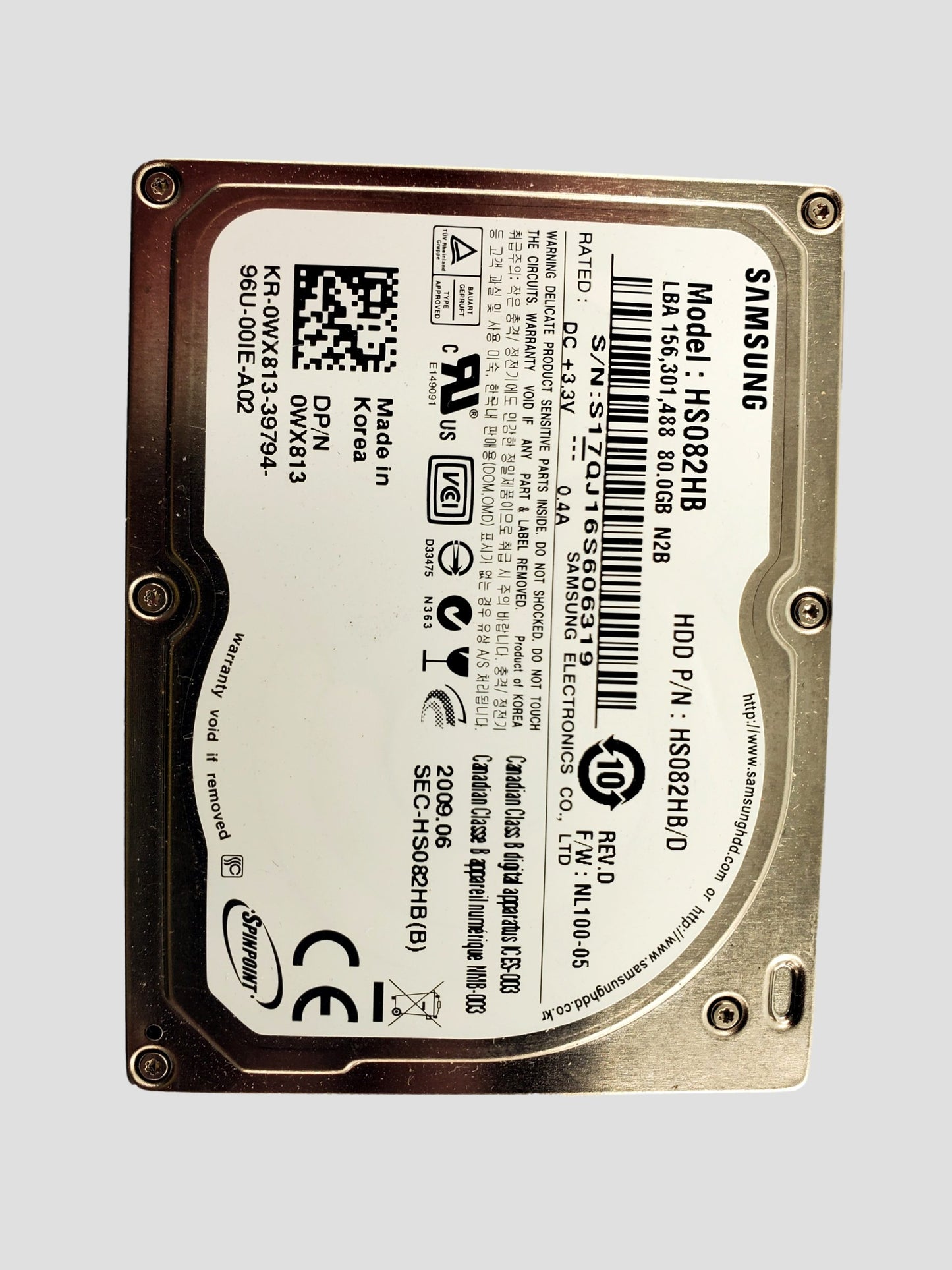 Samsung 80GB 1.8" HS082HB CE HDD
