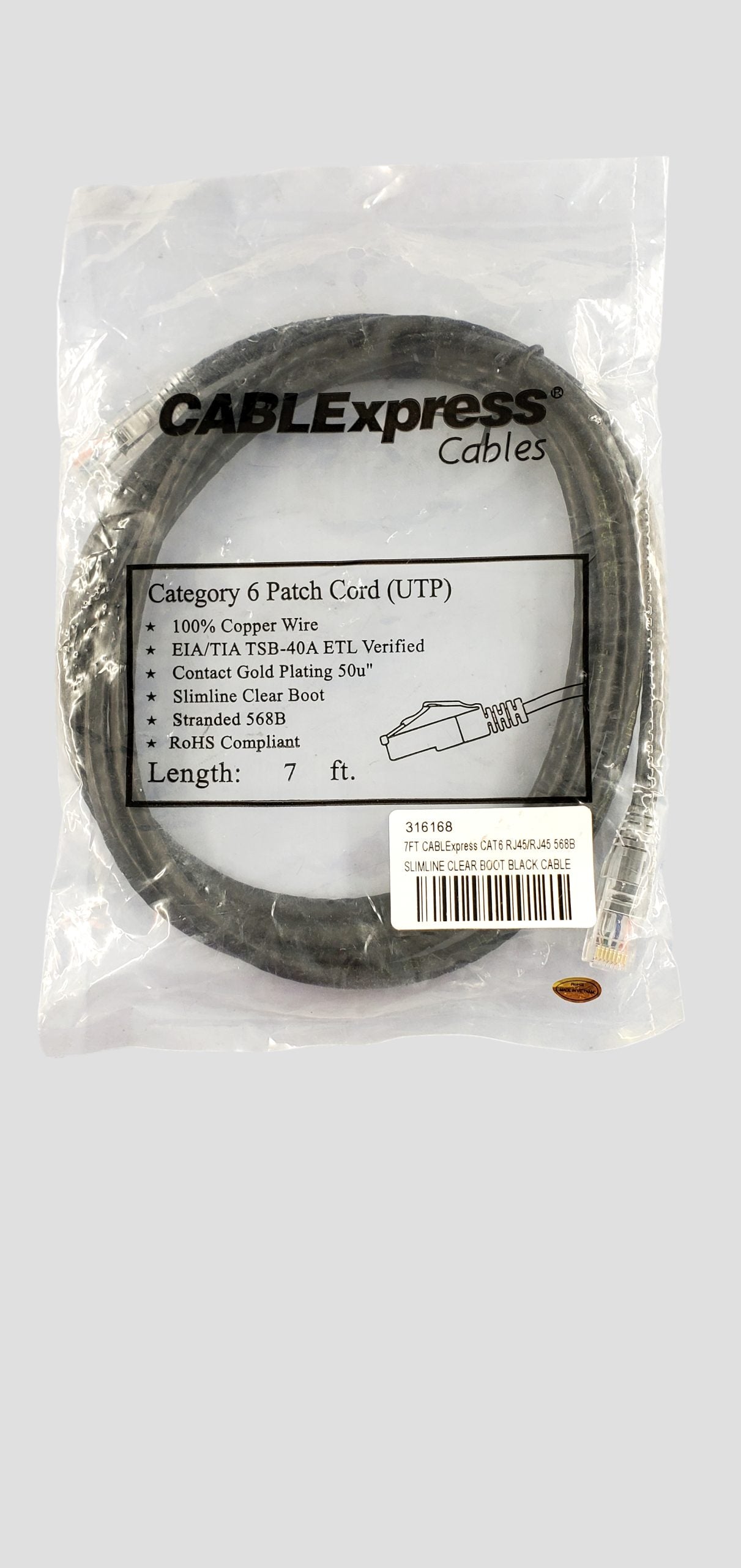 NEW 7FT CAT6 RJ45 Ethernet LAN Network Patch Cable UTP Stranded Copper 24AWG