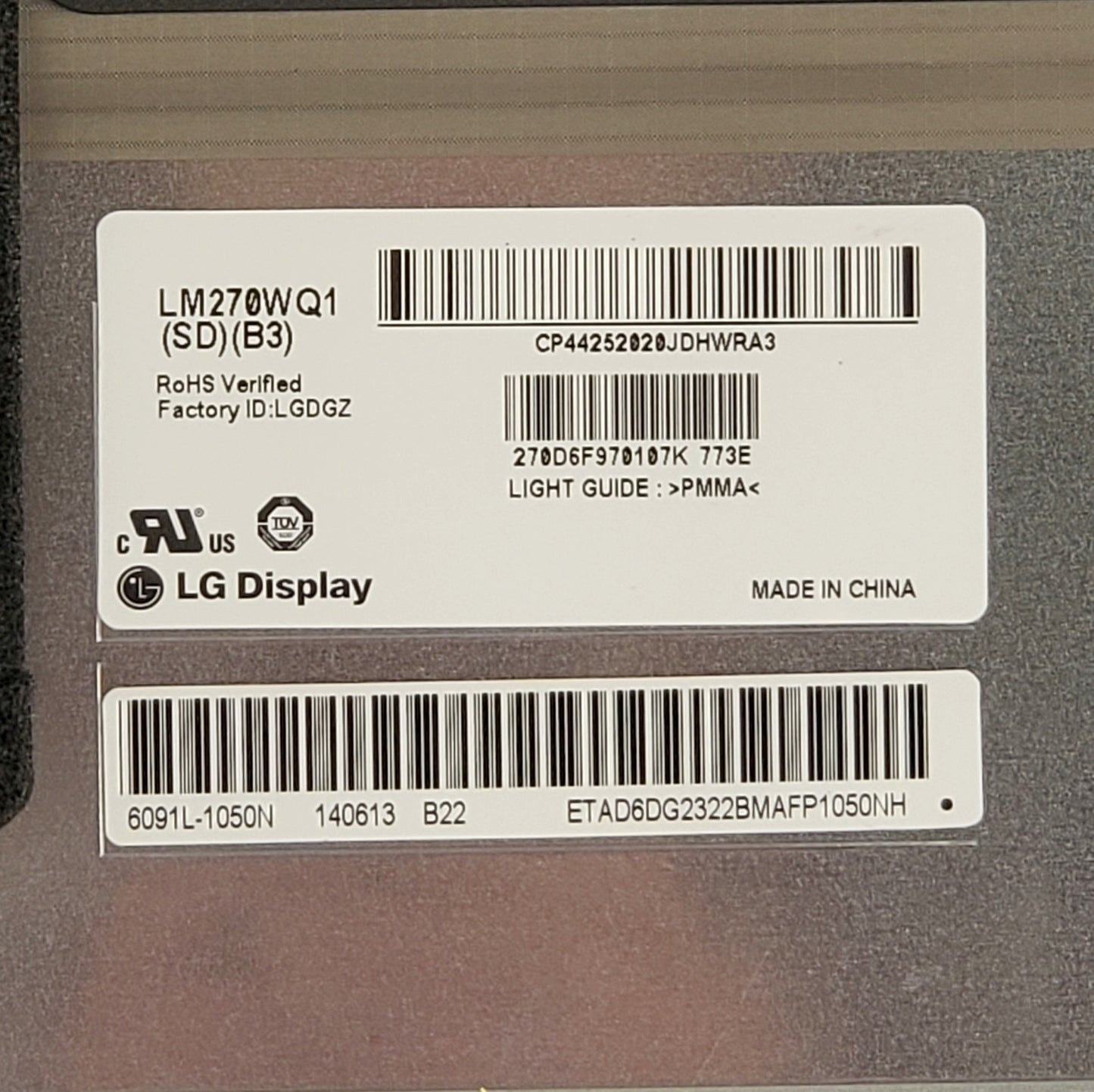 Apple iMac 27" LCD Panel Thunderbolt Display LM270WQ1 (SD)(B3)