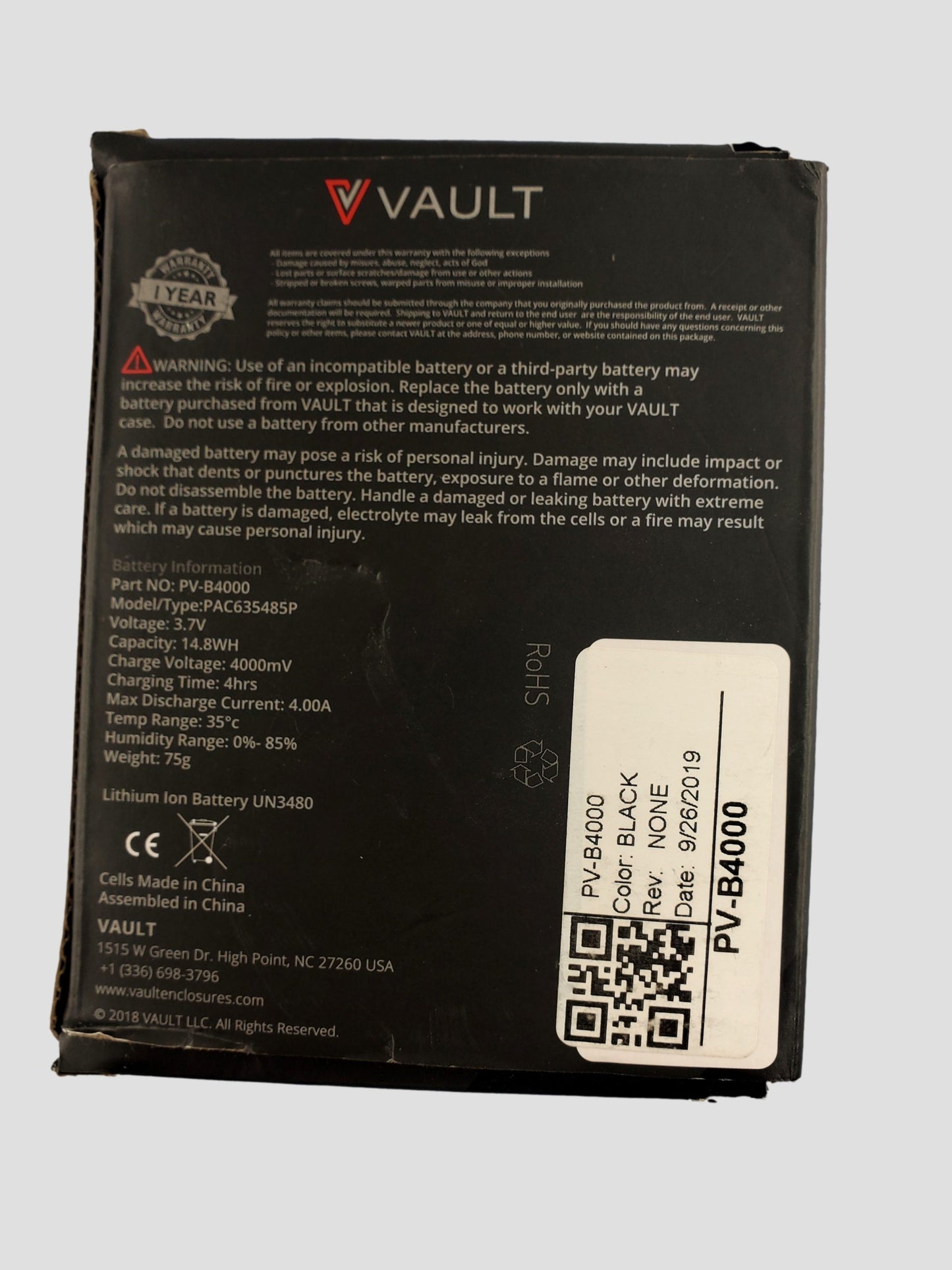 NEW Vault 4000mAh 14.8Wh Hot Swappable Battery PV-B4000