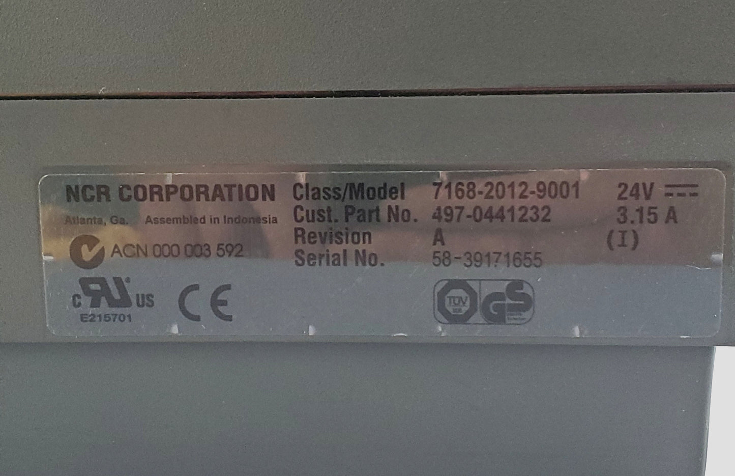 NCR 7168-2012-9001 2-SIDED RECEIPT PRINTER - printer only