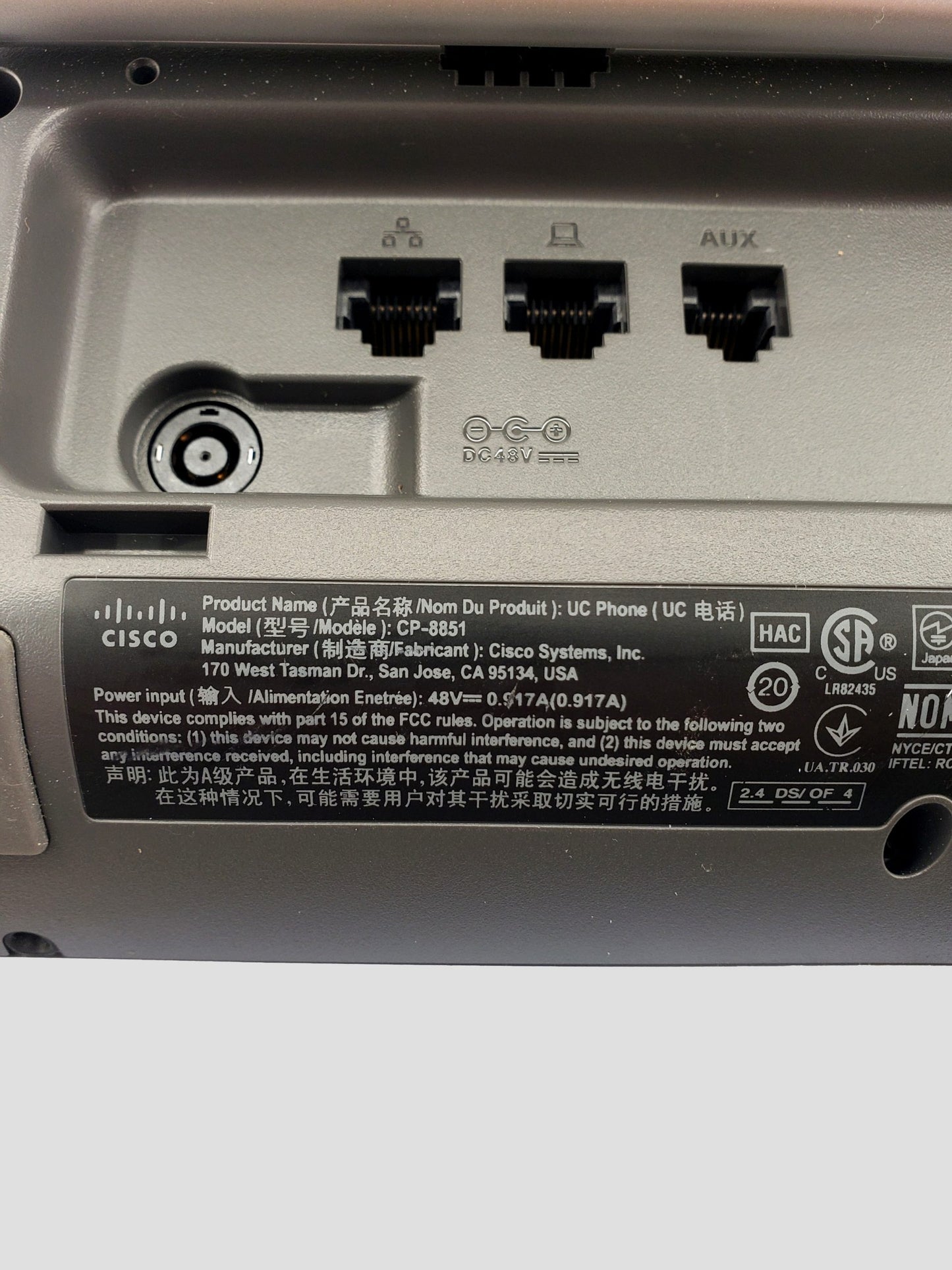 Cisco CP-8851-K9 VoIP Business Phone w/ Stand & Handset