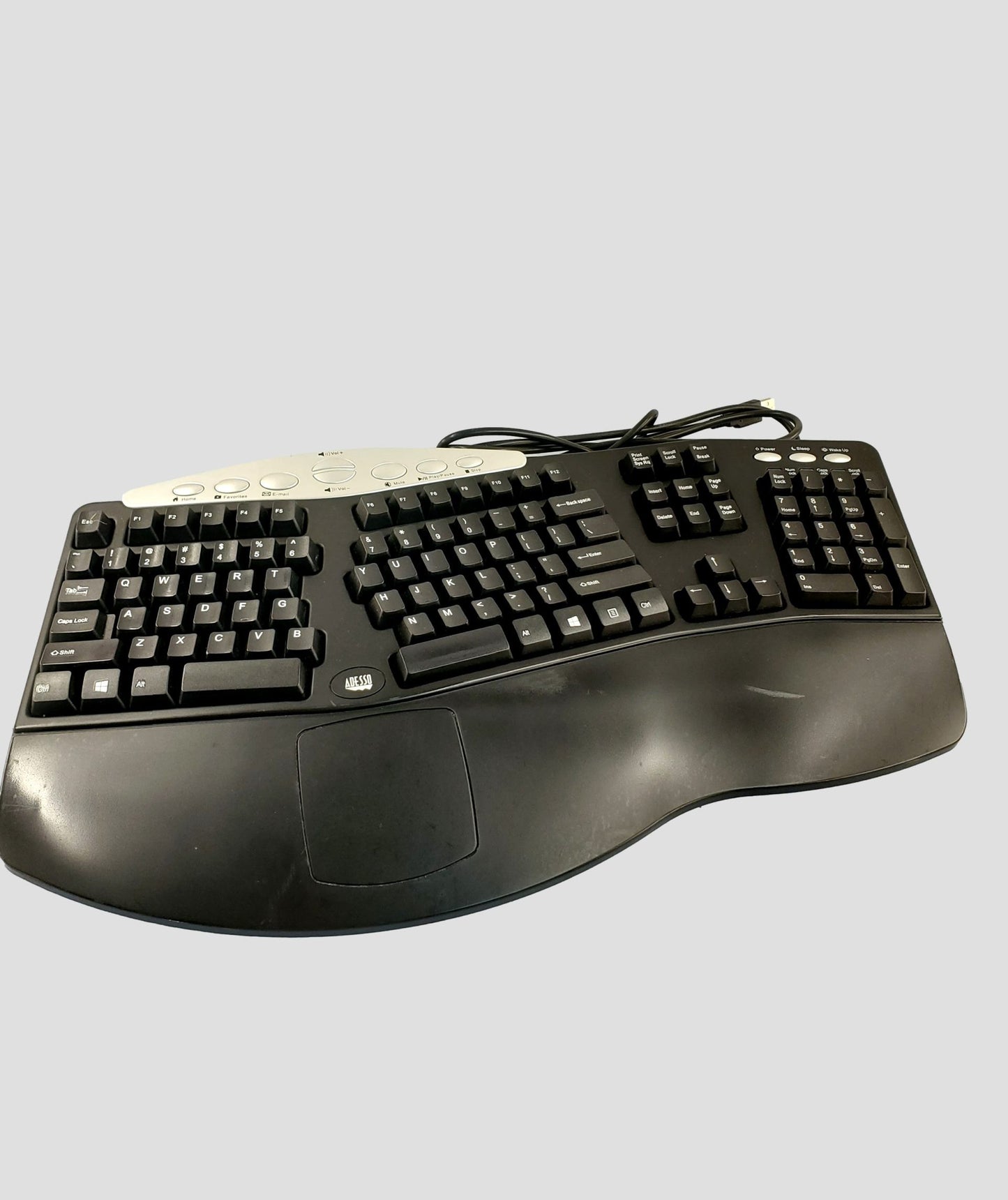 Adesso PCK-208B Tru-Form Media Contoured Ergonomic Keyboard - US