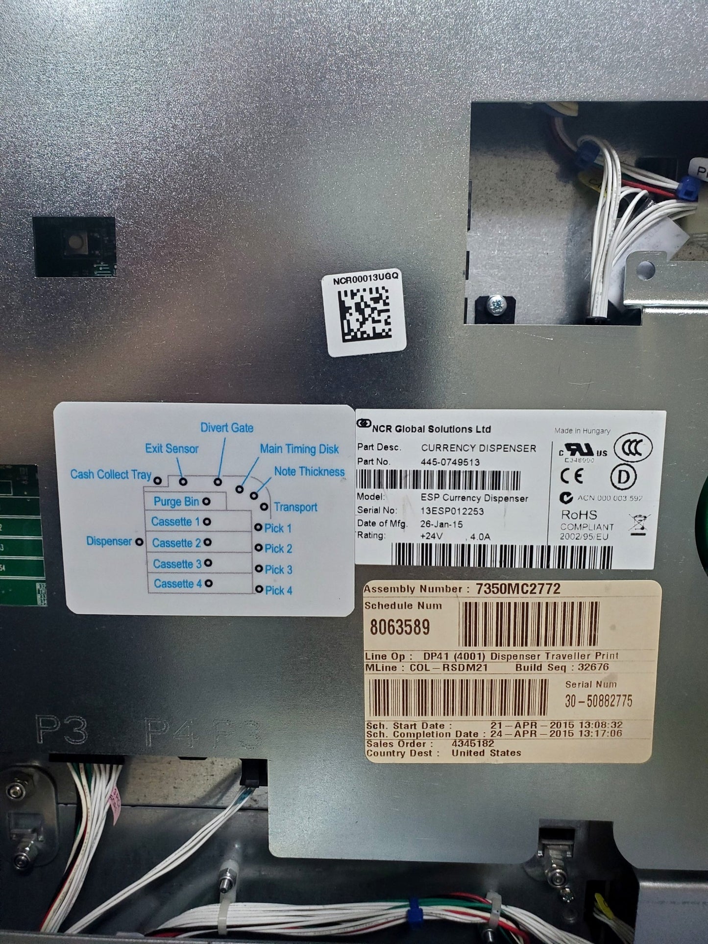 ESP Currency Dispenser 445-0749513 for NCR 7350 SelfServ Checkout w Cash Container 1, 5, 10 Gen4