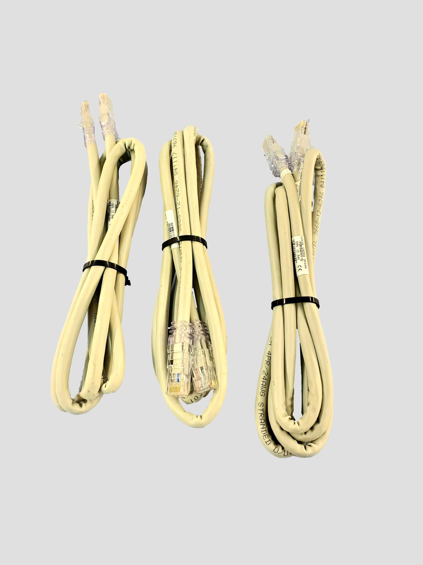 LOT of 3 Cat6A 10Gig T568B UTP 5ft 1.5M 4PR/24AWG Unused Snagless Connector