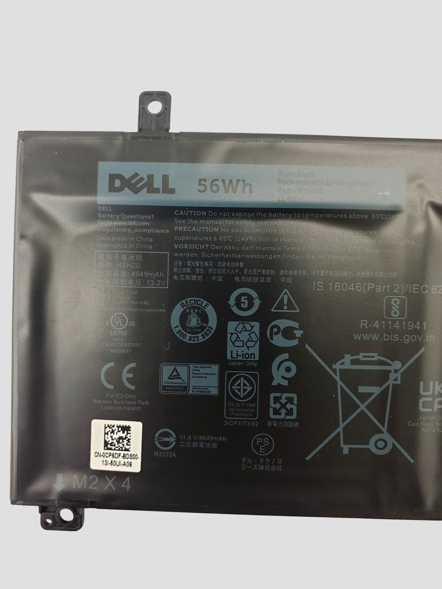 Dell Laptop Battery 56Wh Li-ion Battery H5H20 3 Cell Attached Cable
