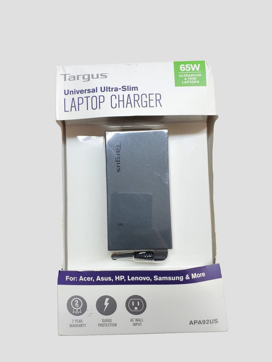 NEW Targus 65W AC Ultra-Slim Laptop Charger APA92US w 5 Interchangeable Tips