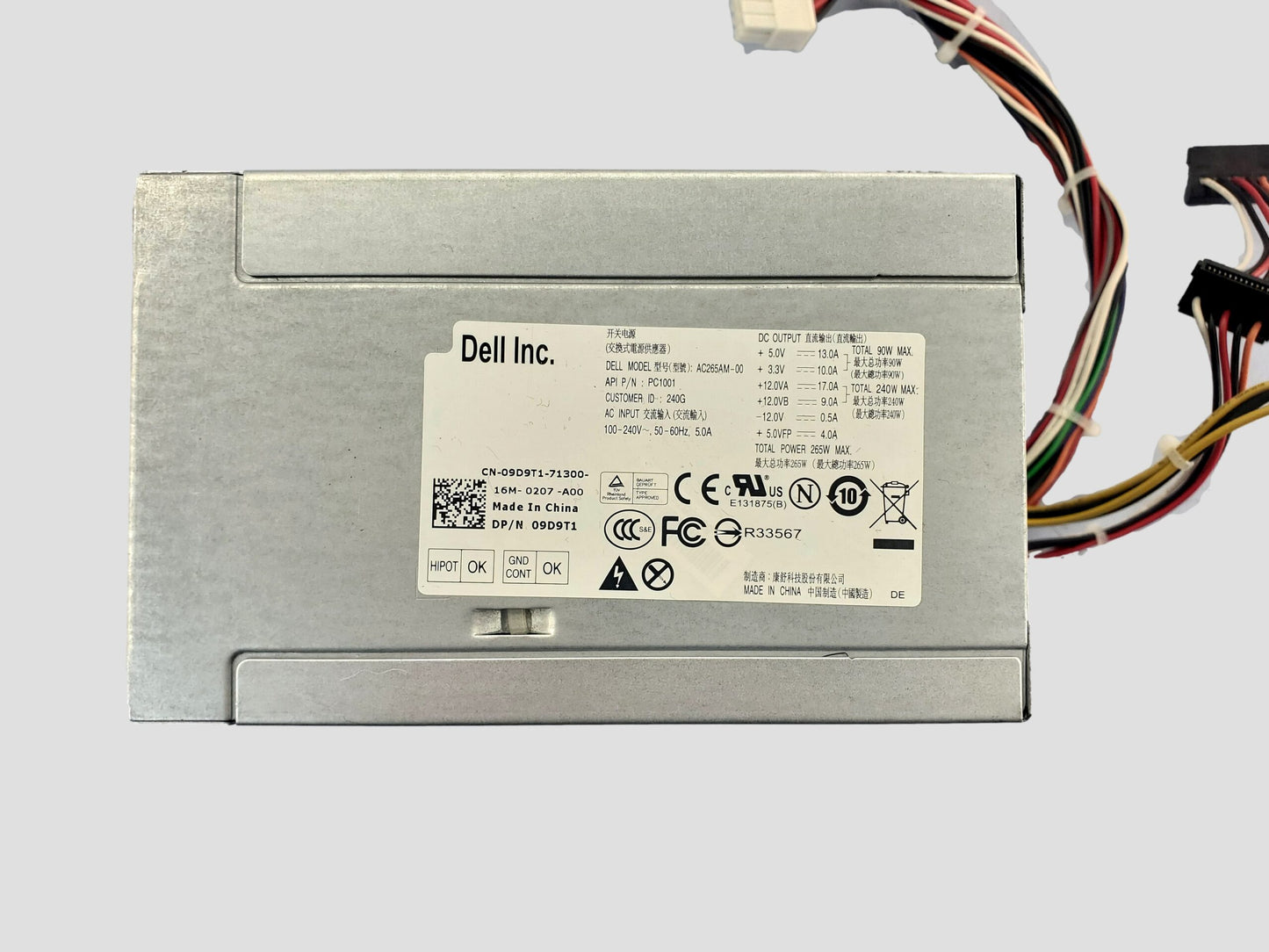 Dell 265W Desktop Power Supply 9D9T1 AC265AM-00