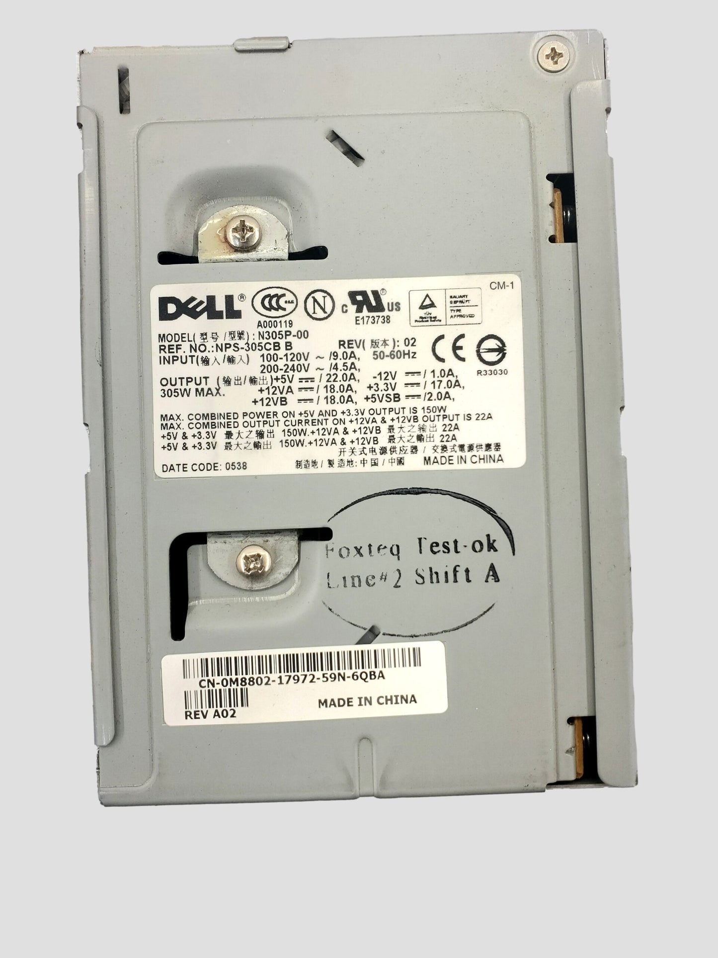 Dell Optiplex 620 520 Power Supply M8802 N305P-00 305W