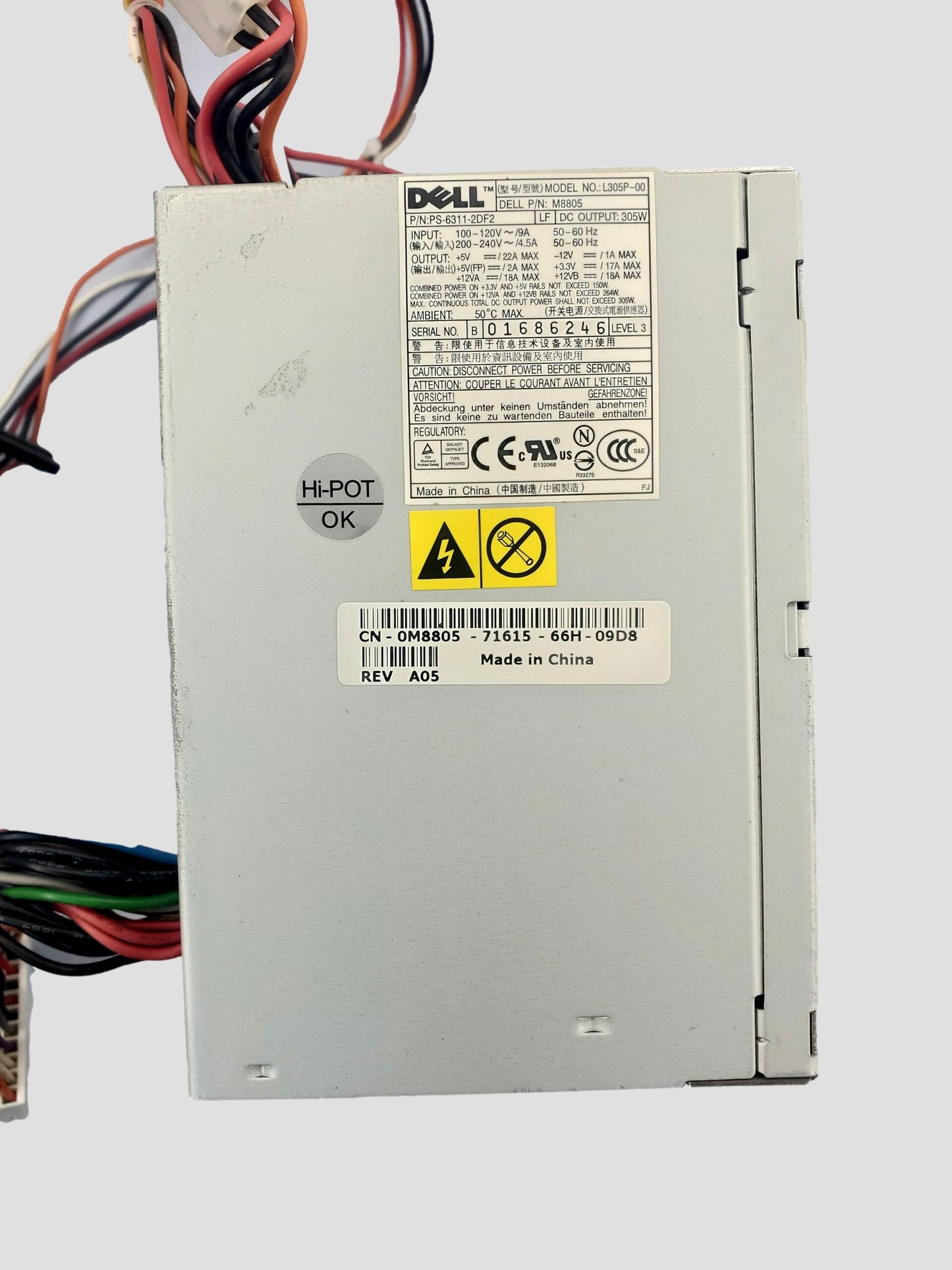 Dell Optiplex 620 520 M8805 L305P-00 305W Power Supply